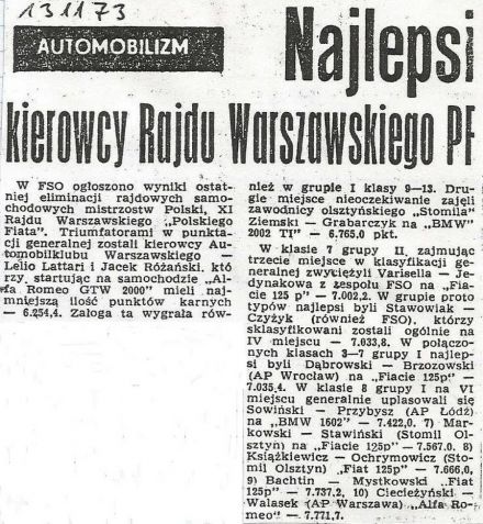 Rajd Warszawski 1973r