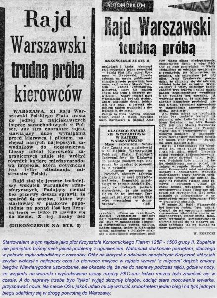 Rajd Warszawski 1973r