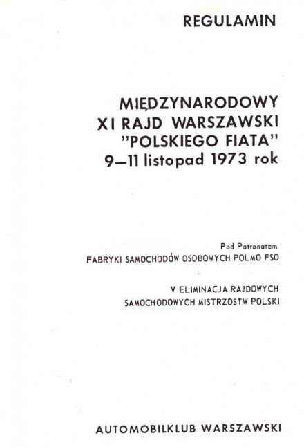 Rajd Warszawski - 1973r