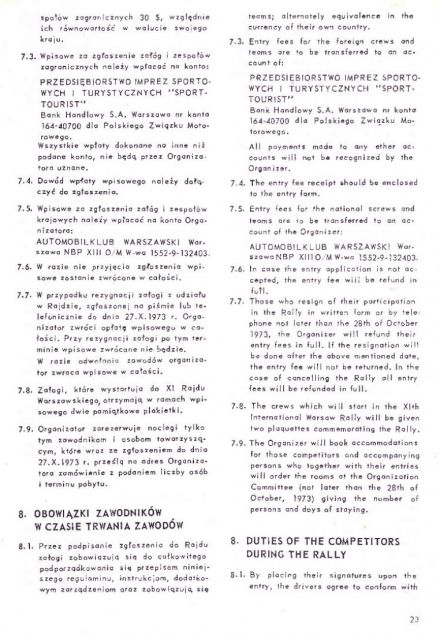 Rajd Warszawski - 1973r