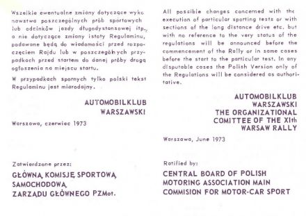 Rajd Warszawski - 1973r