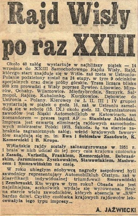 Rajd Wisły 1973r