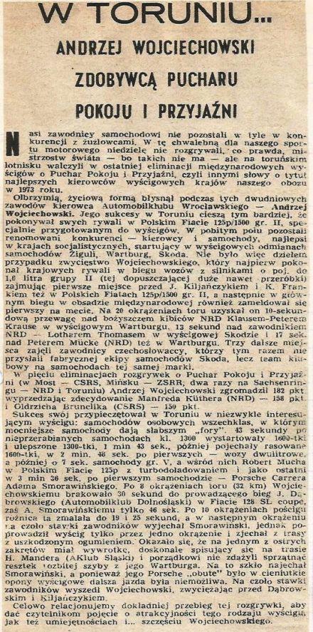 Wyścigi Toruń-4 eliminacja 1973r