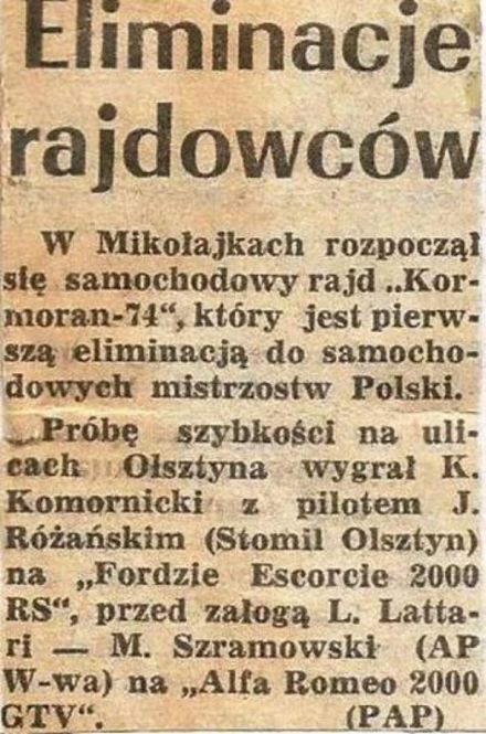 Rajd Kormoran 1974r