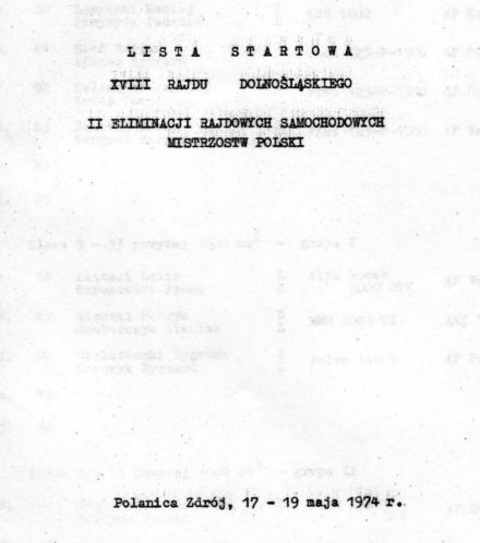 18 Rajd Dolnoślaski - 1974r