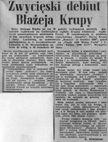 Rajd Dolnośląski - 1974r