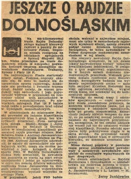 Rajd Dolnośląski 1974r