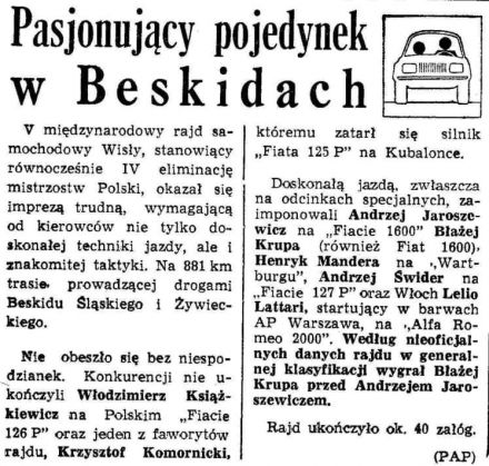 Rajd Wisły - 1974r