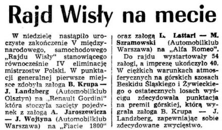 Rajd Wisły - 1974r