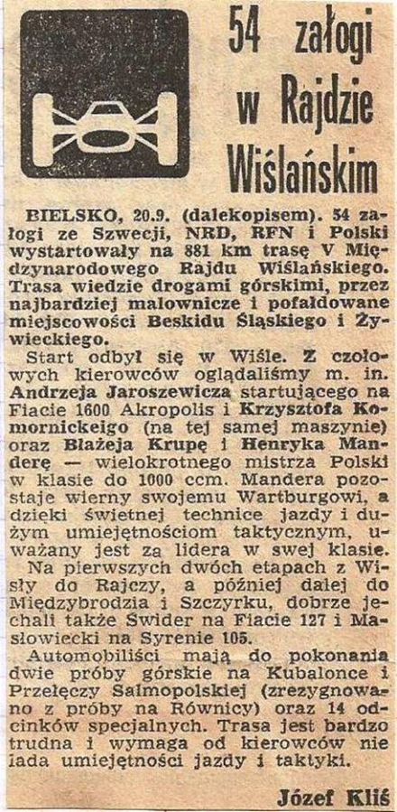 Rajd Wisły 1974r