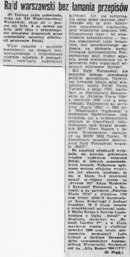 Rajd Warszawski - 1974r