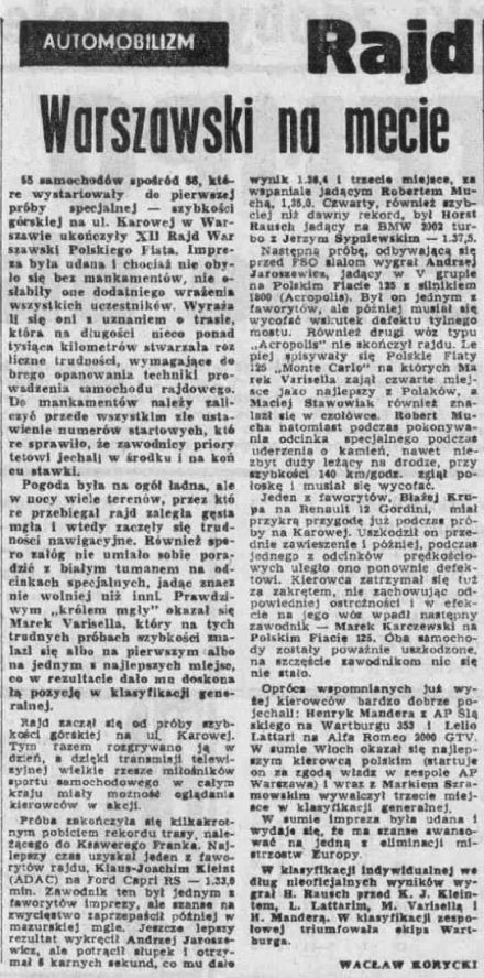 Rajd Warszawski - 1974r
