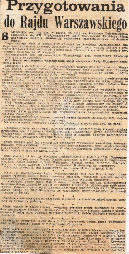 Rajd Warszawski 1974r