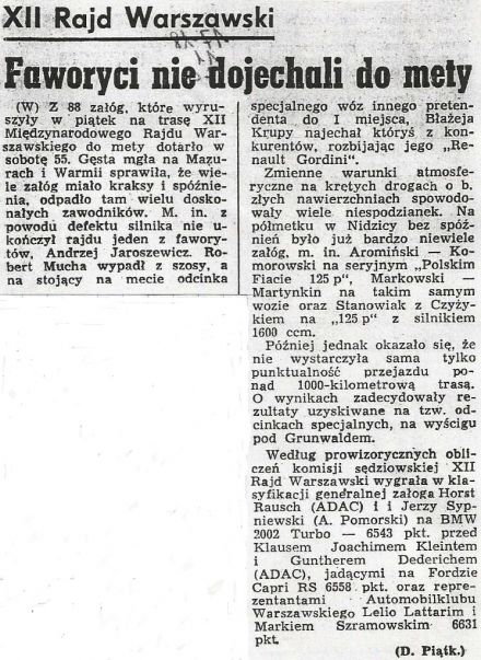 Rajd Warszawski 1974r