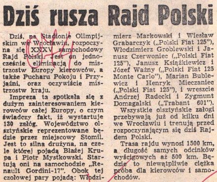 35 Rajd Polski - 1975r.