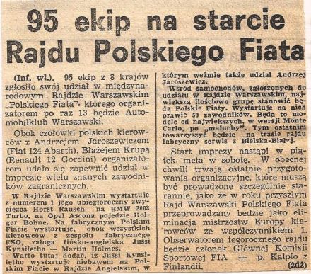 13 Rajd Warszawski - 1975r