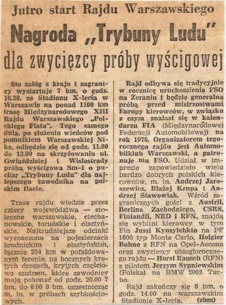 13 Rajd Warszawski - 1975r