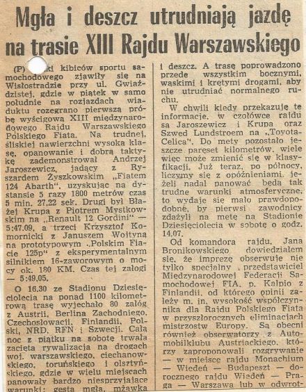 13 Rajd Warszawski - 1975r