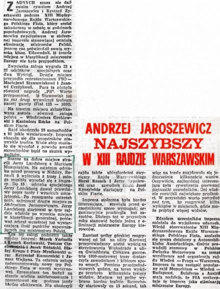 13 Rajd Warszawski - 1975r