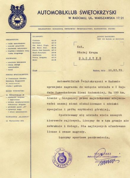 Rajd Ziemi Radomskiej - 1975r