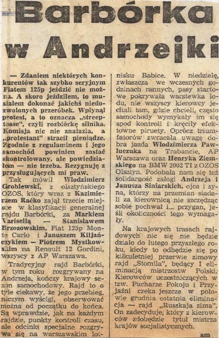 Rajd Barbórka - 1975r