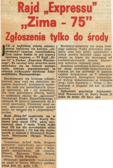 Nocny Rajd Zima - 1975r