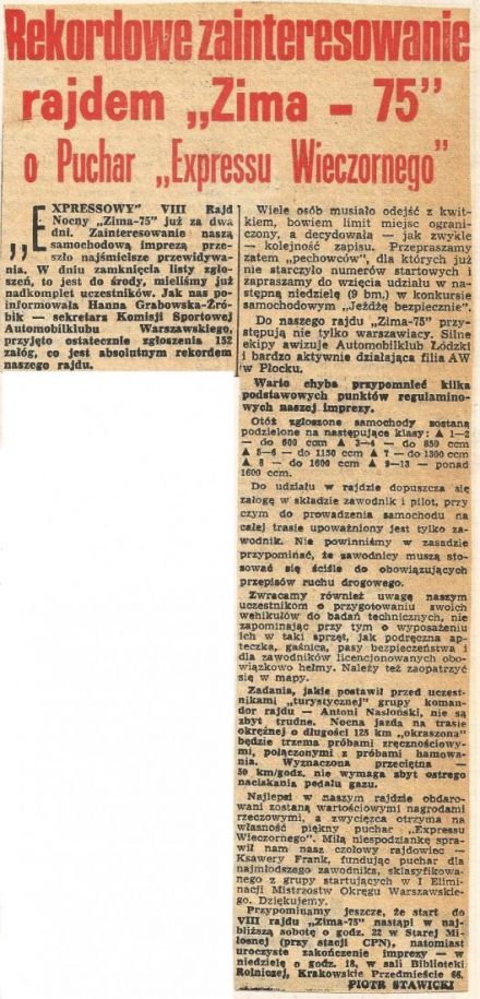 Nocny Rajd Zima - 1975r