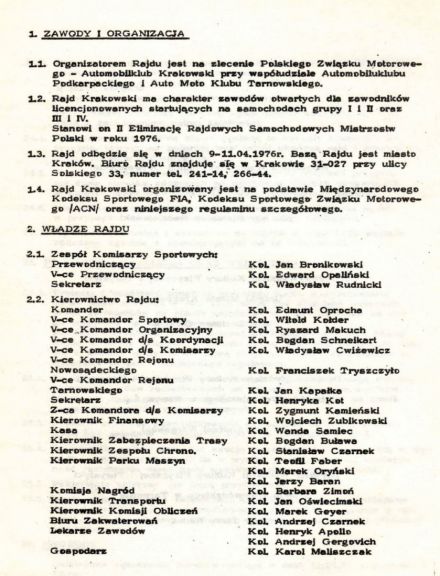 1 Rajd Krakowski - 1976r