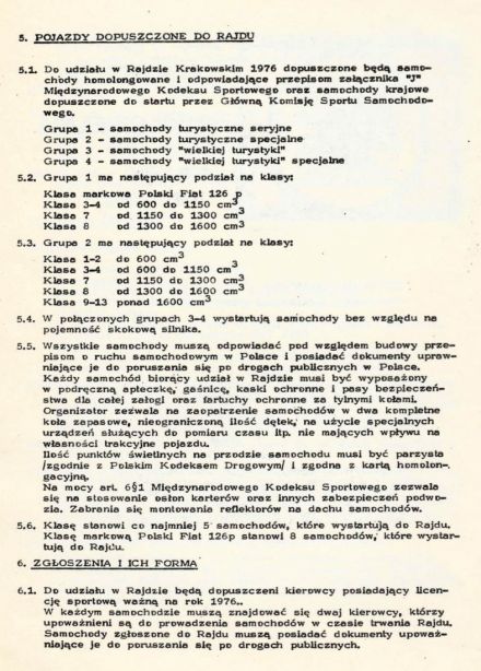 1 Rajd Krakowski - 1976r