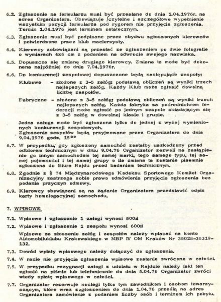 1 Rajd Krakowski - 1976r