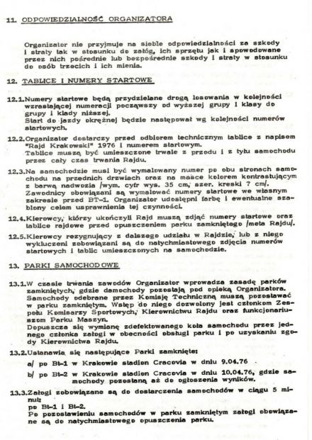 1 Rajd Krakowski - 1976r