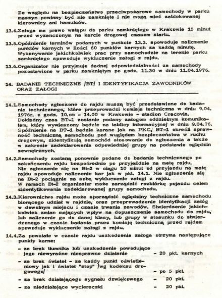 1 Rajd Krakowski - 1976r