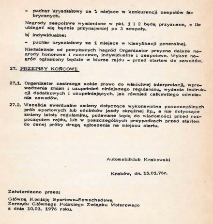 1 Rajd Krakowski - 1976r