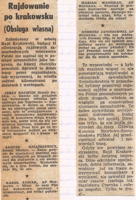 1 Rajd Krakowski - 1976