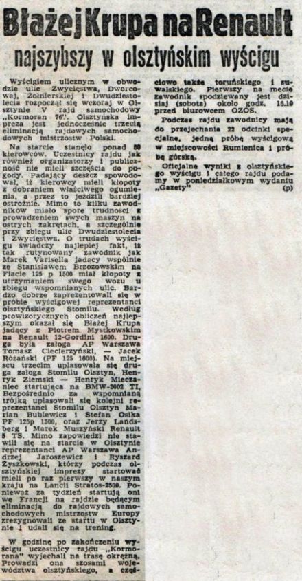 9 Rajd Kormoran - 1976