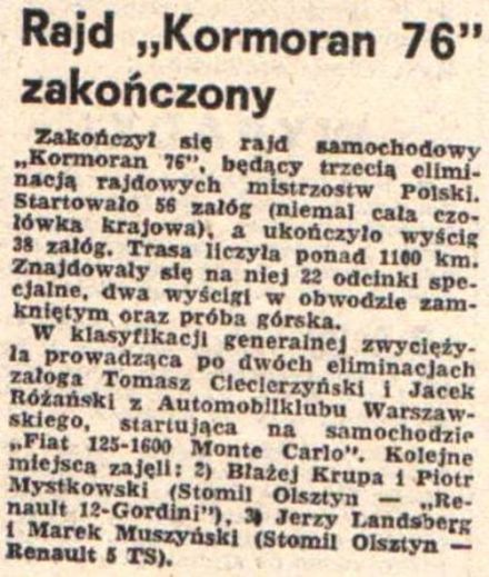 9 Rajd Kormoran - 1976