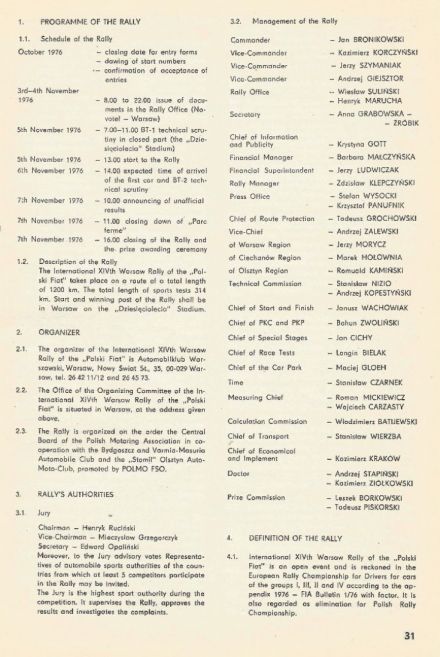 Rajd Warszawski - 1976r