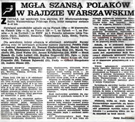Rajd Warszawski 1977r.