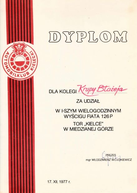 4h wyścig PF126p-Kielce. 1977r