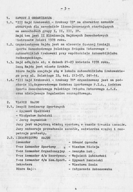 Rajd Krakowski Krokusy - 1978r