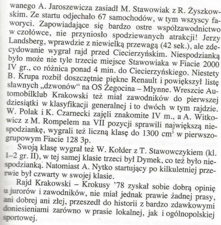 Rajd Krakowski Krokusy - 1978r