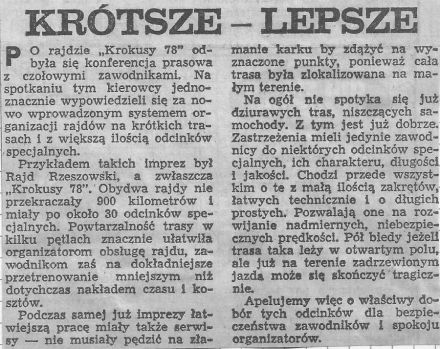 Rajd Krakowski Krokusy - 1978r