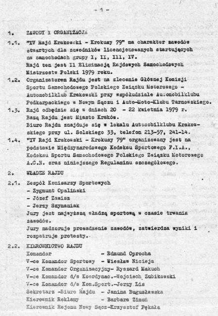 4 Rajd Krakowski Krokusy - 1979r