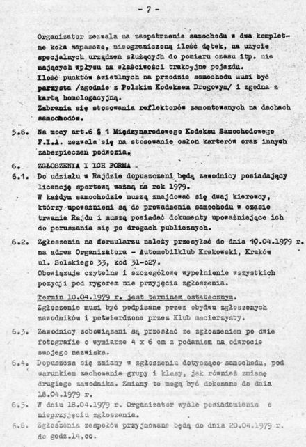 4 Rajd Krakowski Krokusy - 1979r