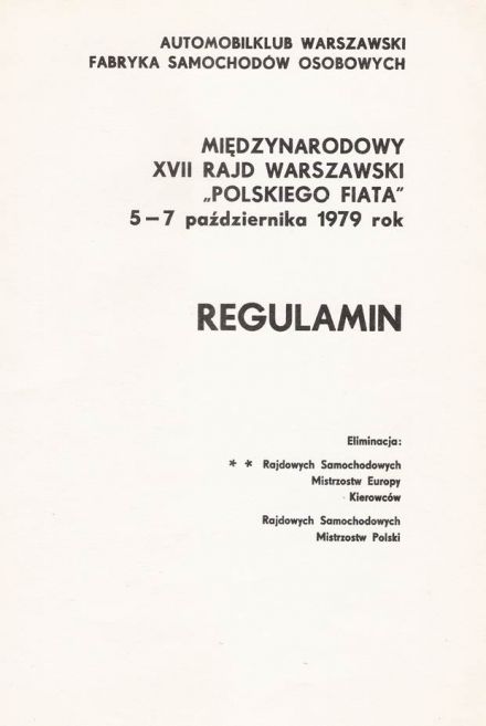 17 Rajd Warszawski „Polskiego Fiata”. 5 eliminacja. 5-7.10.1979r.