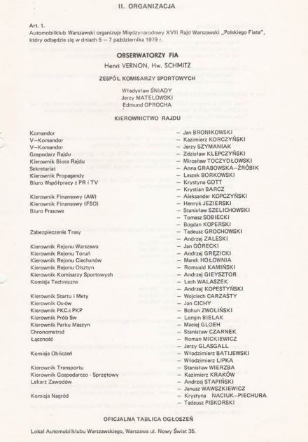 17 Rajd Warszawski „Polskiego Fiata”. 5 eliminacja. 5-7.10.1979r.