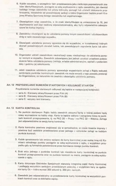 17 Rajd Warszawski „Polskiego Fiata”. 5 eliminacja. 5-7.10.1979r.