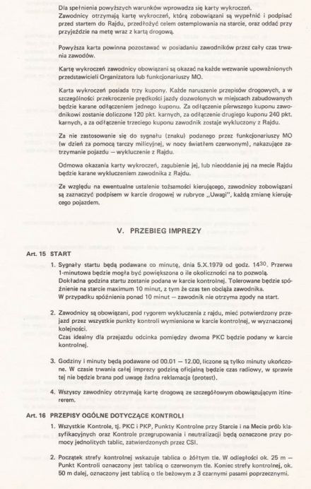 17 Rajd Warszawski „Polskiego Fiata”. 5 eliminacja. 5-7.10.1979r.