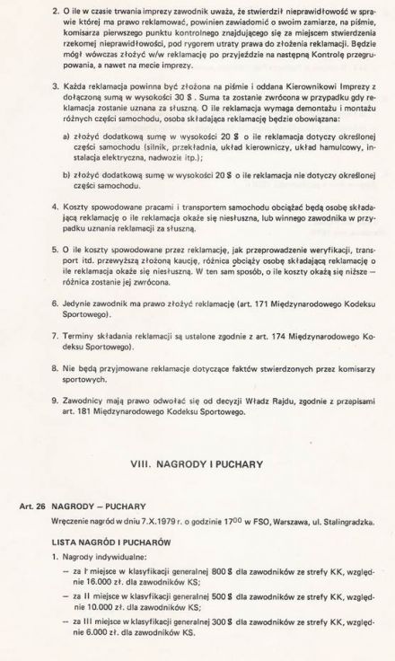 17 Rajd Warszawski „Polskiego Fiata”. 5 eliminacja. 5-7.10.1979r.