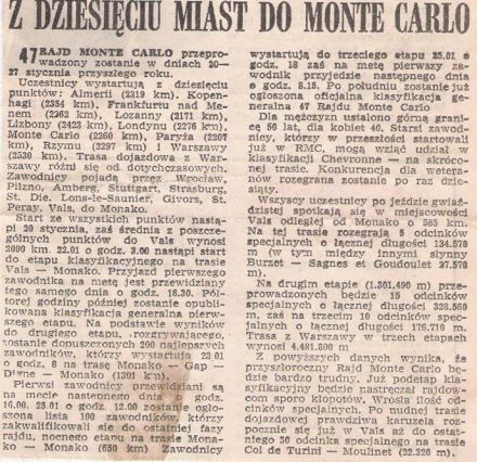 47 Rallye Monte Carlo (MC) - 1 eliminacja